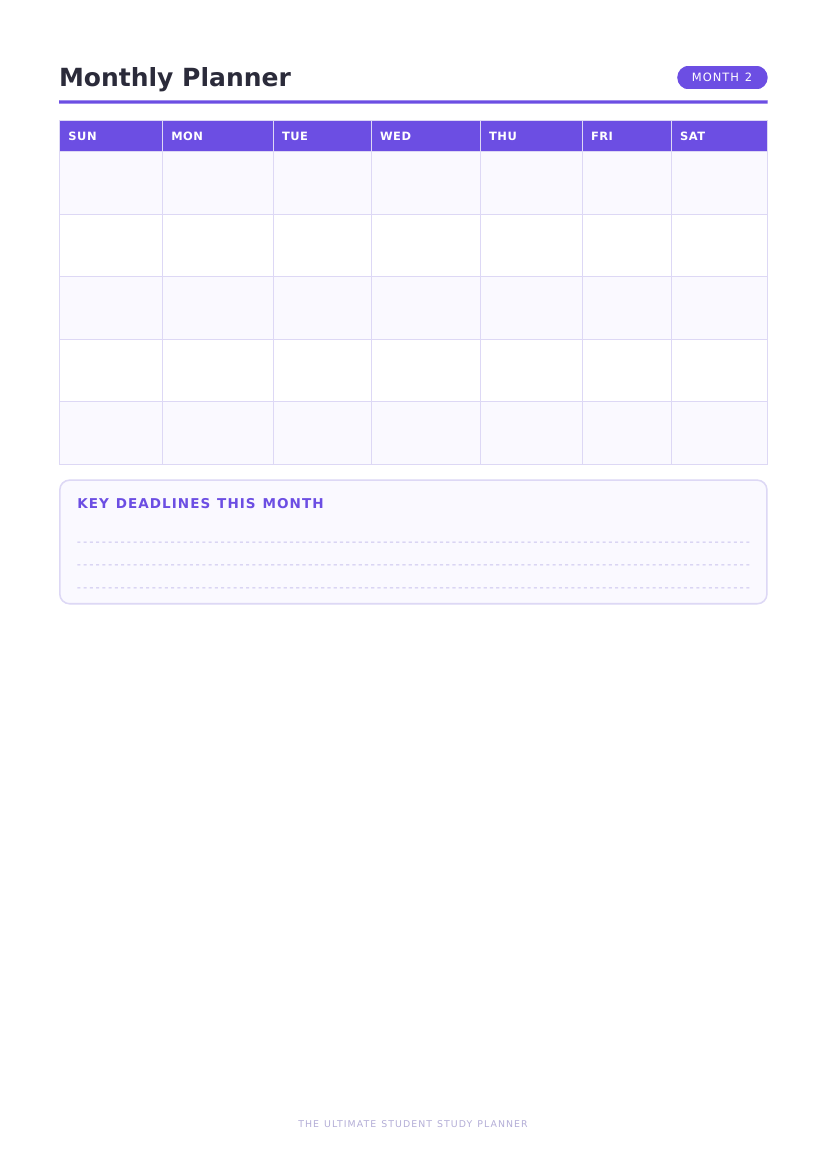 Monthly planner page